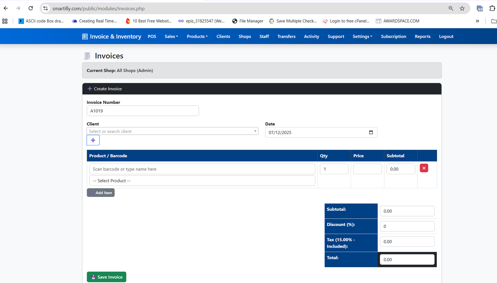 Smartilly POS Screenshot